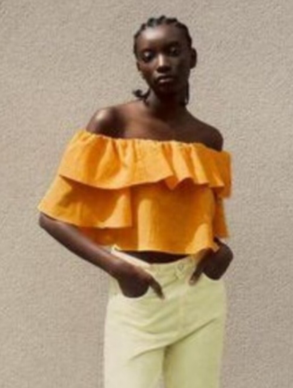Zara Mustard Ruffle Blouse